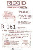 Ridgid WD40501, 4 Gallon Wet/Dry Vac, Owner's Manual Year (2004)
